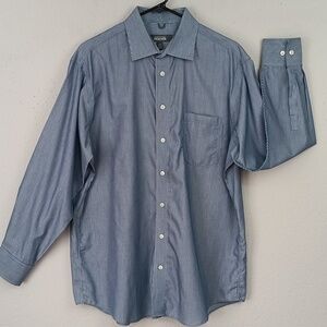 Kenneth Cole Men's Classic Blue Striped Long Sleeve Button Down Shirt sz L